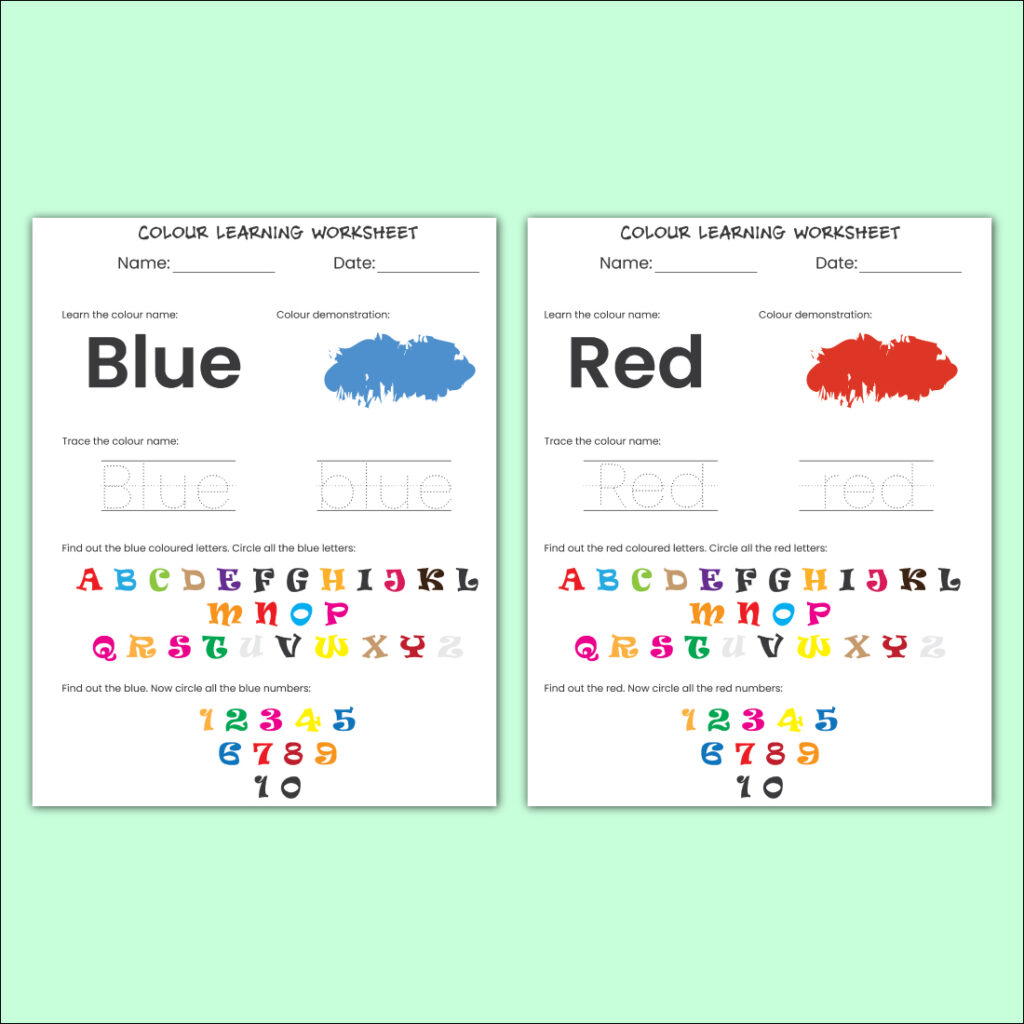 Colour Learning And Tracing Activity - MasterBundles