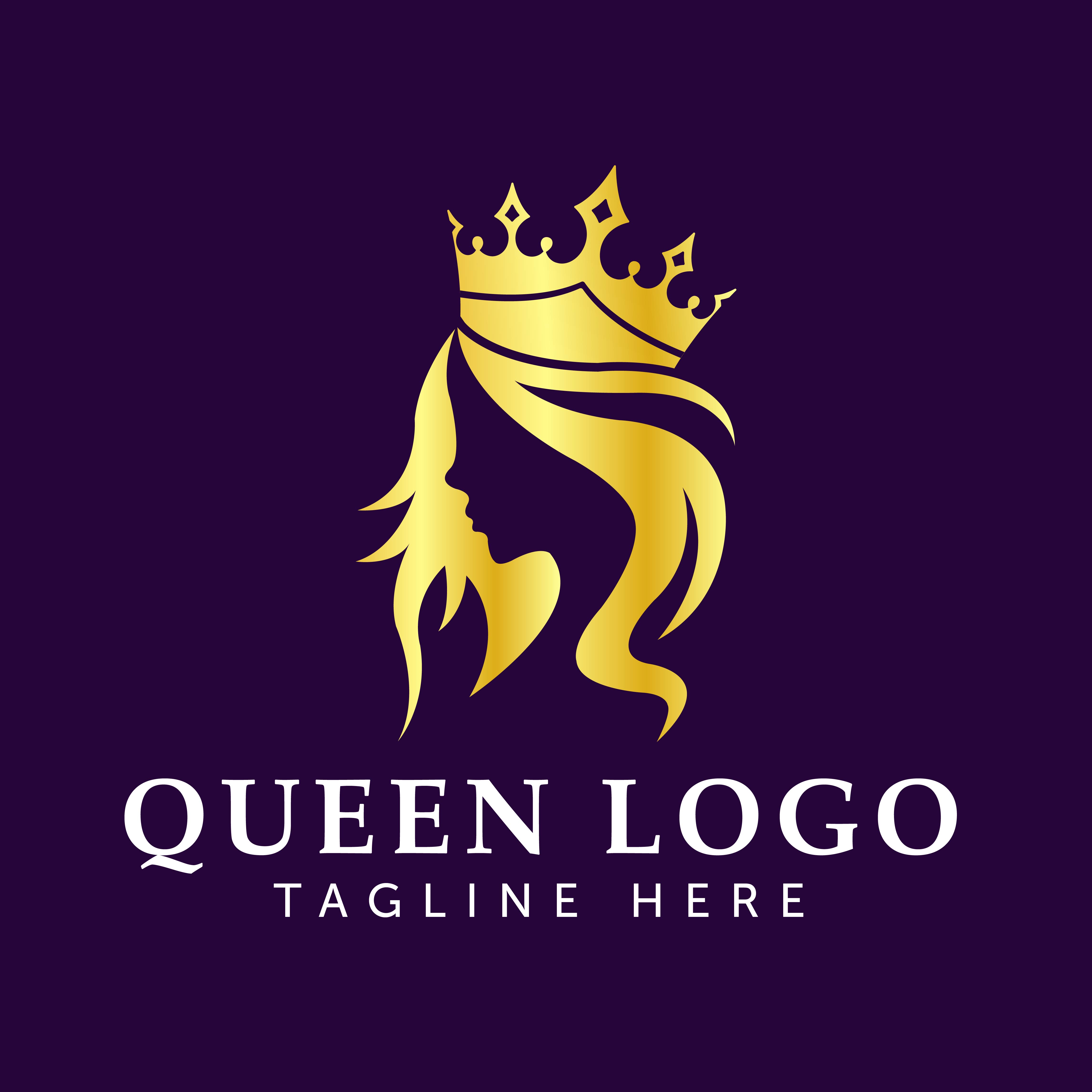 Beauty Queen Logo Design with Gold Color - MasterBundles