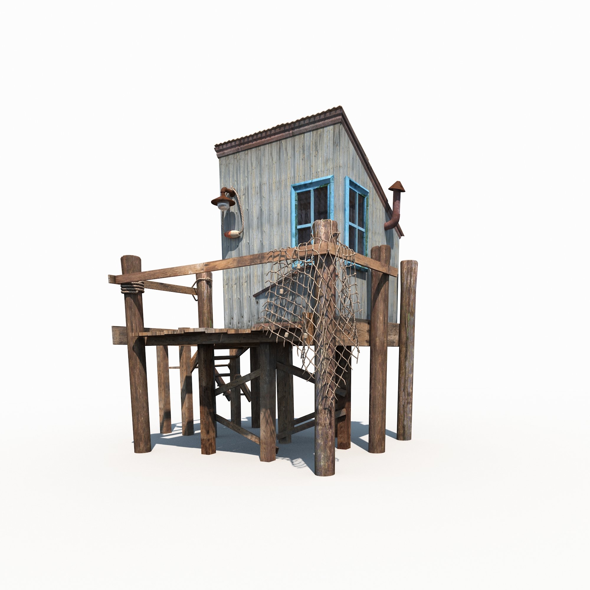 Fishing Cabin 3D model preview.