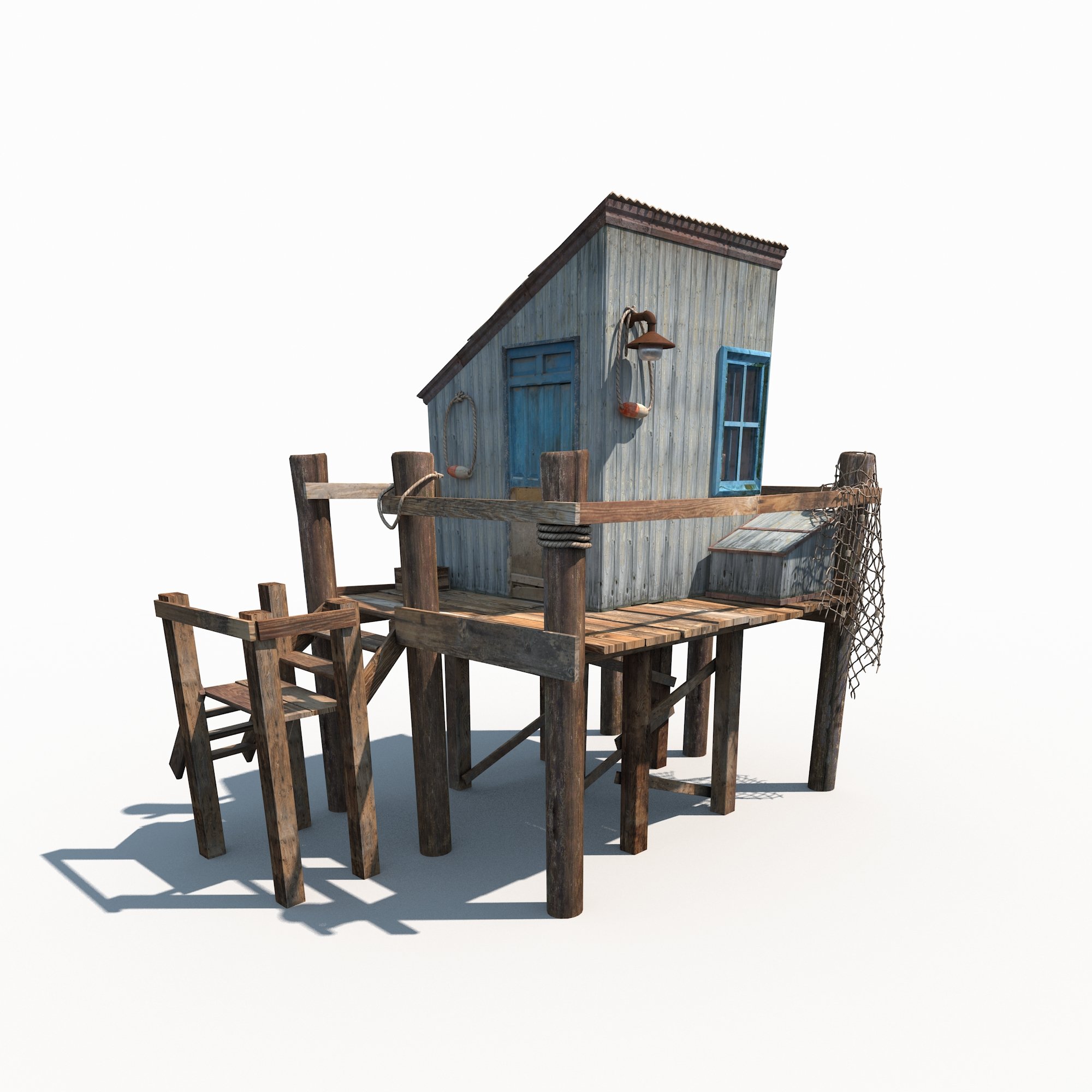 Fishing Cabin 3D model preview.