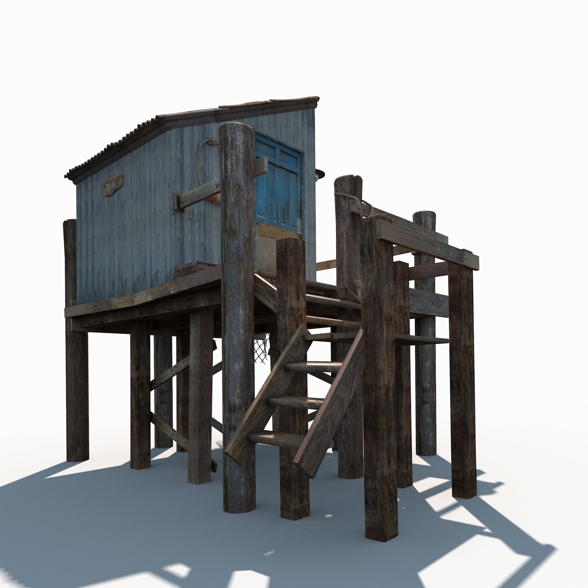 Fishing Cabin 3D model preview.