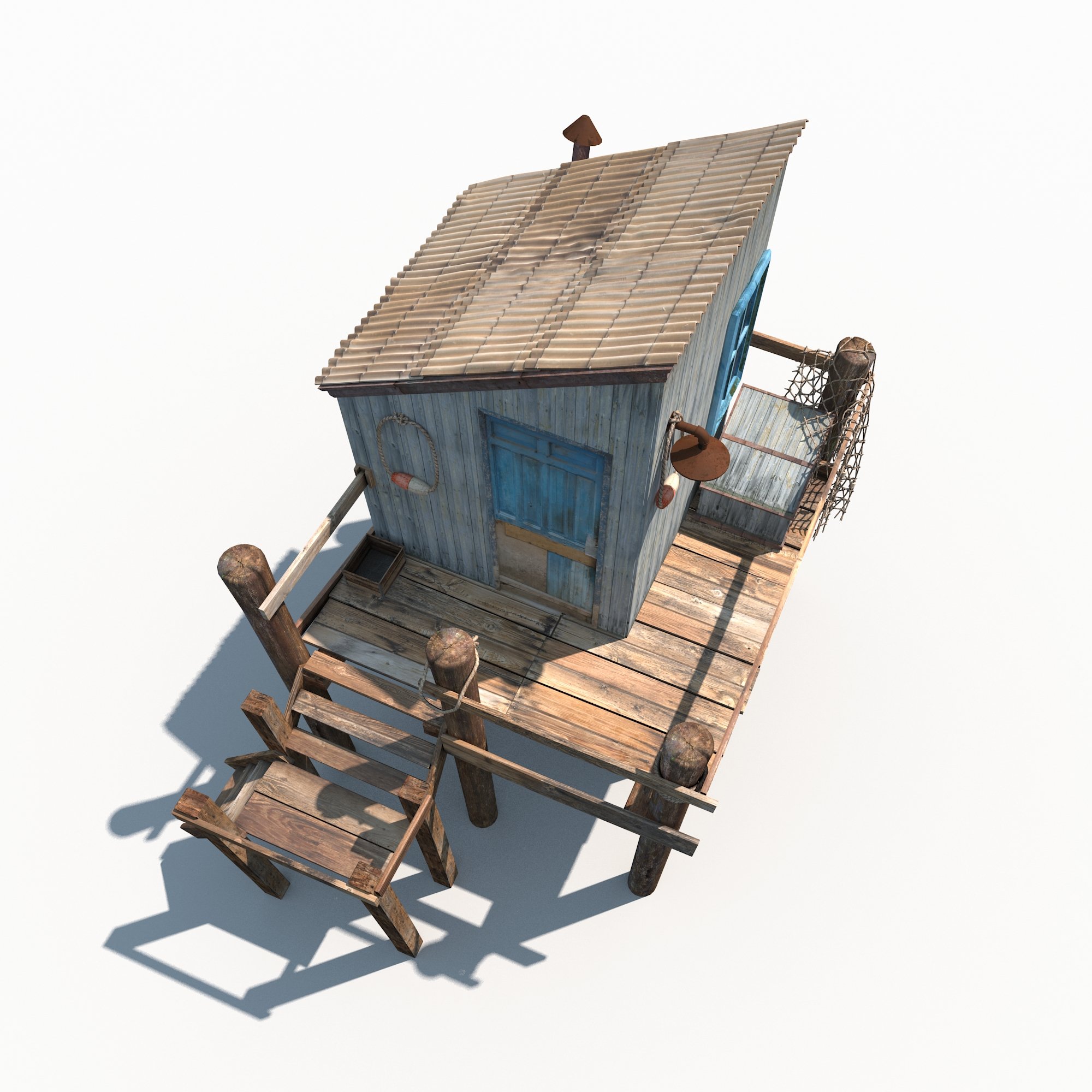 Fishing Cabin 3D model preview.