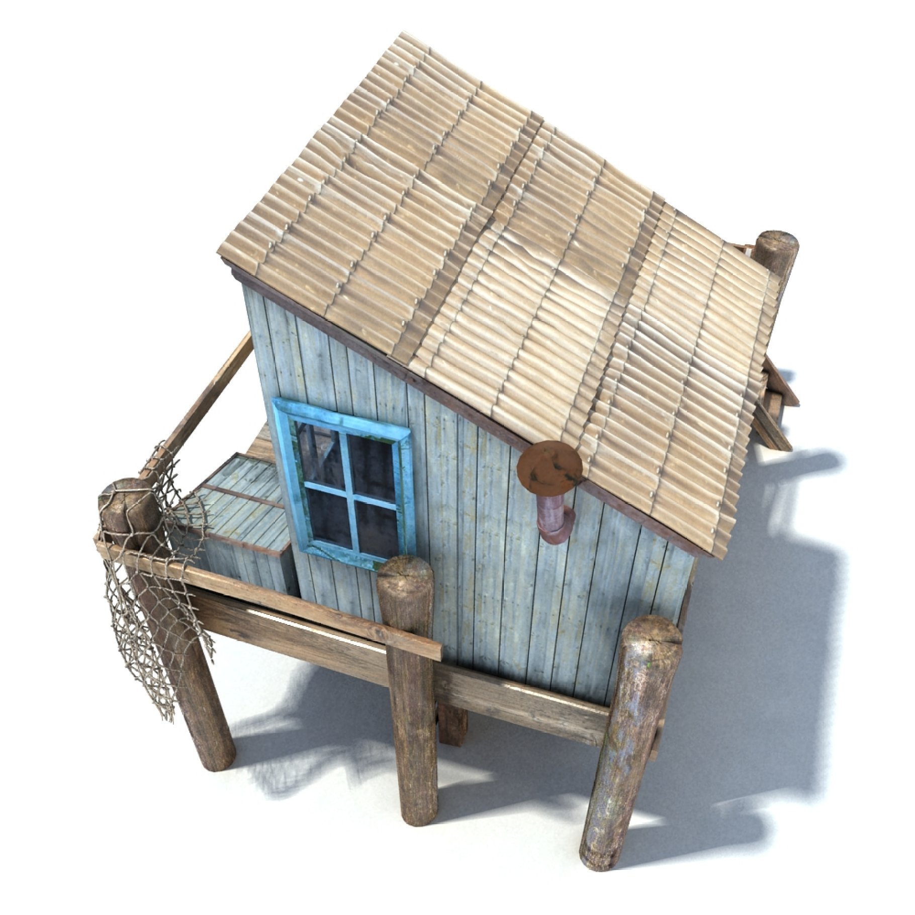 Fishing Cabin 3D model preview.