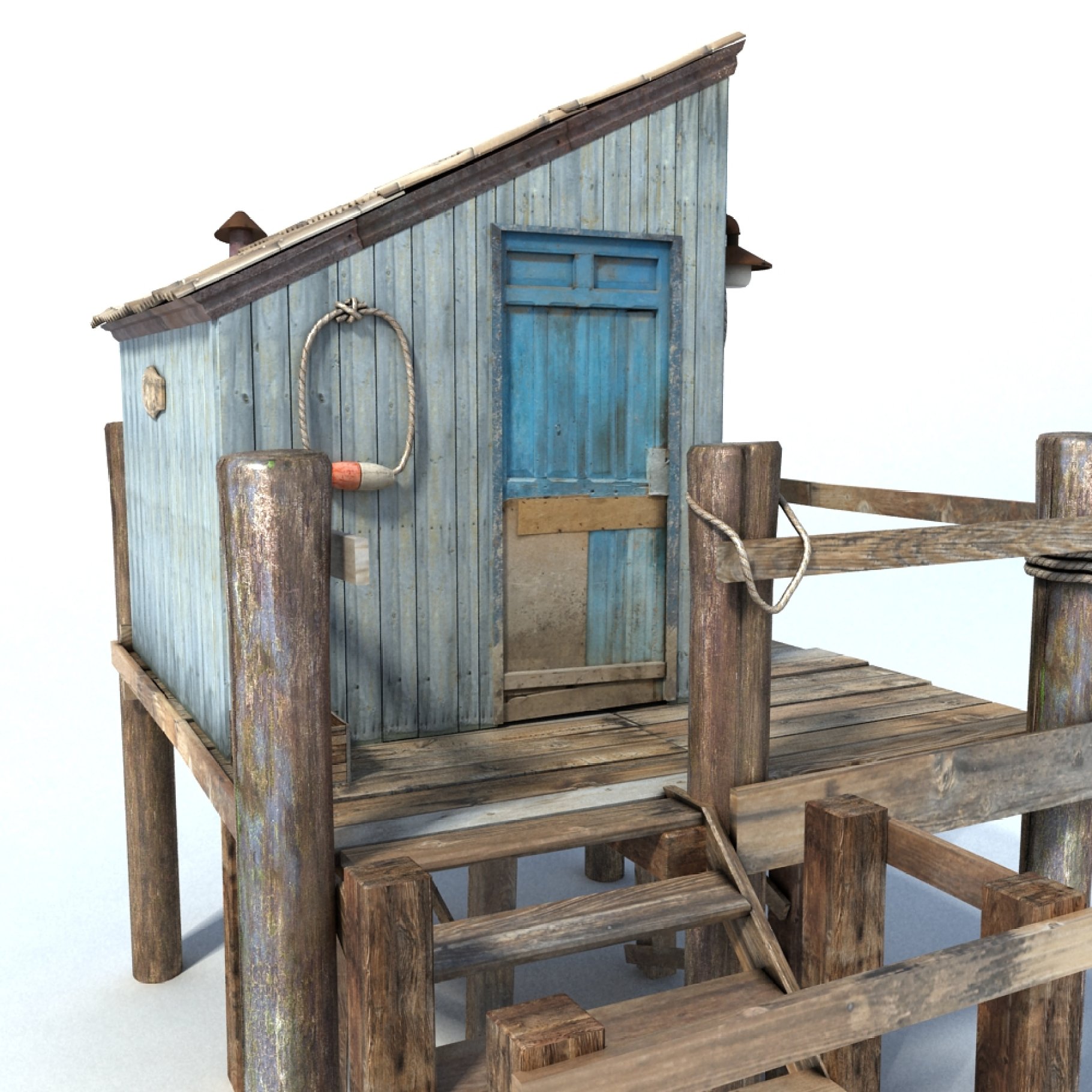 Fishing Cabin 3D model preview.