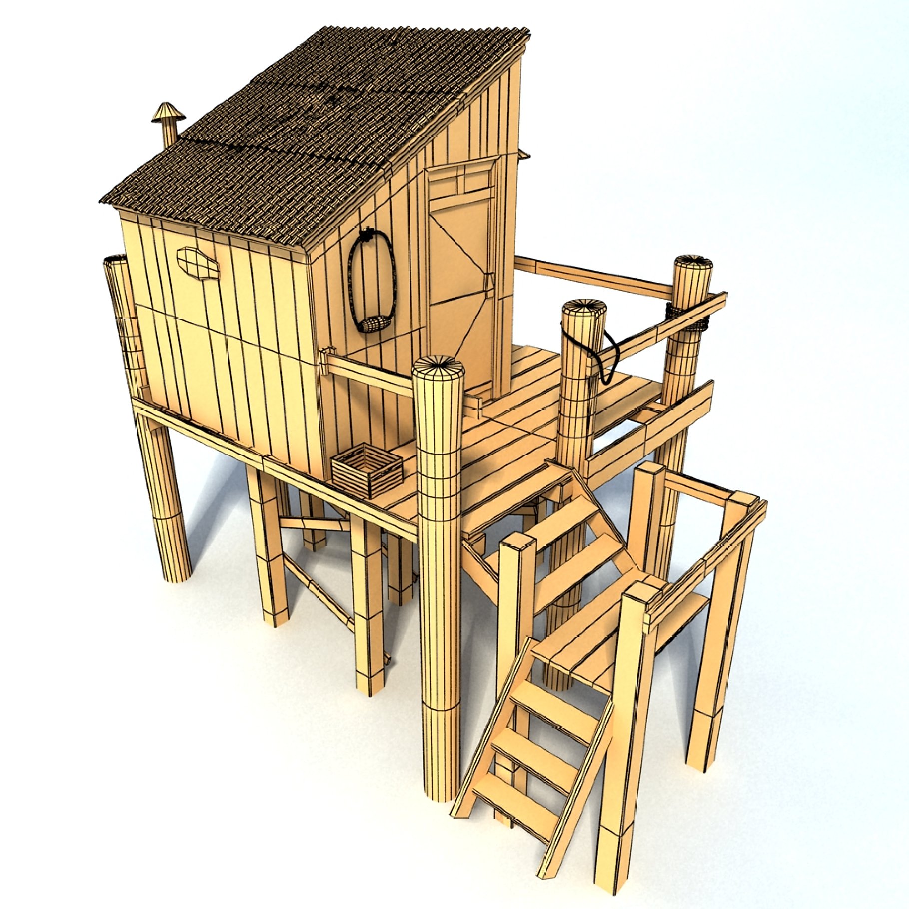 Fishing Cabin 3D model preview.