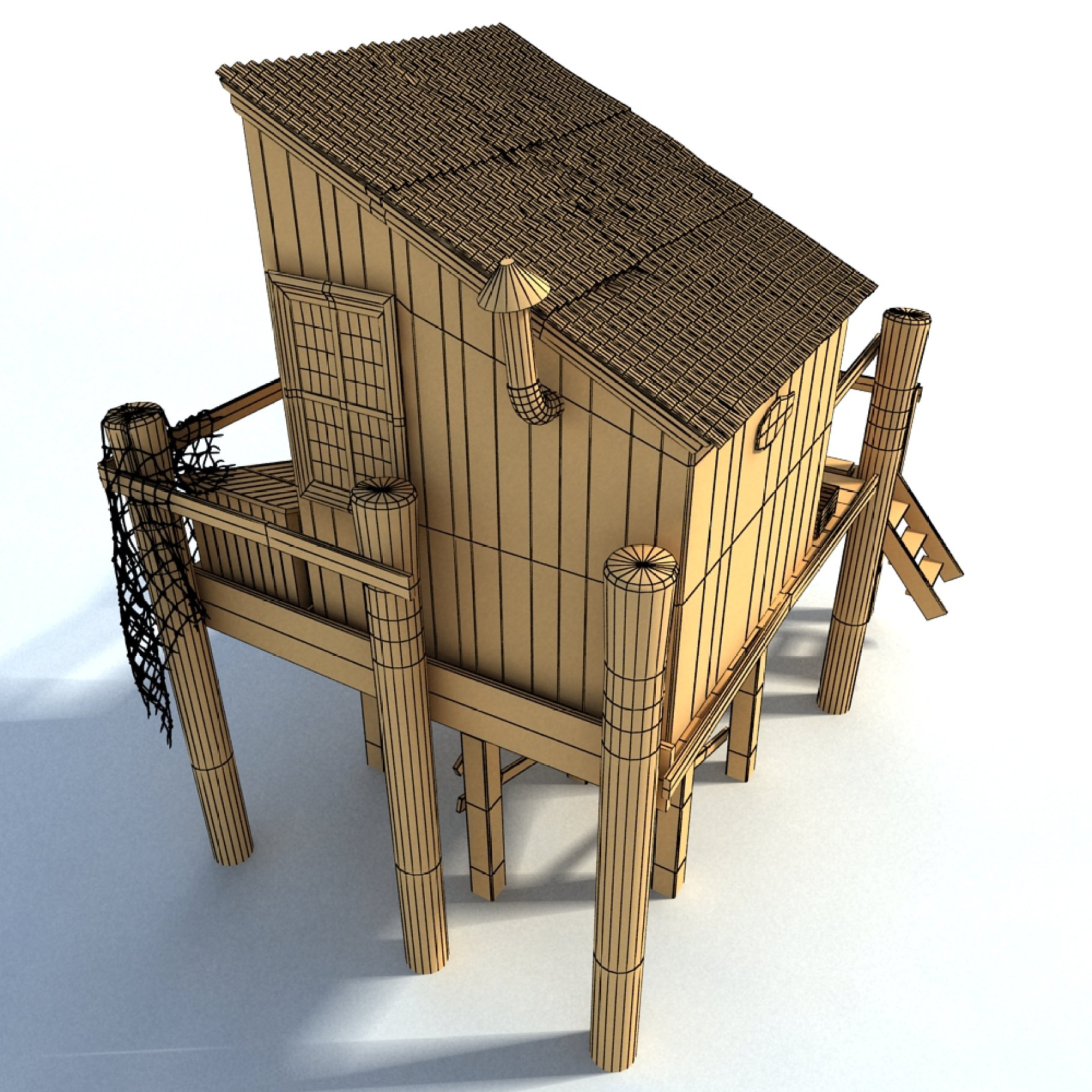 Fishing Cabin 3D model preview.