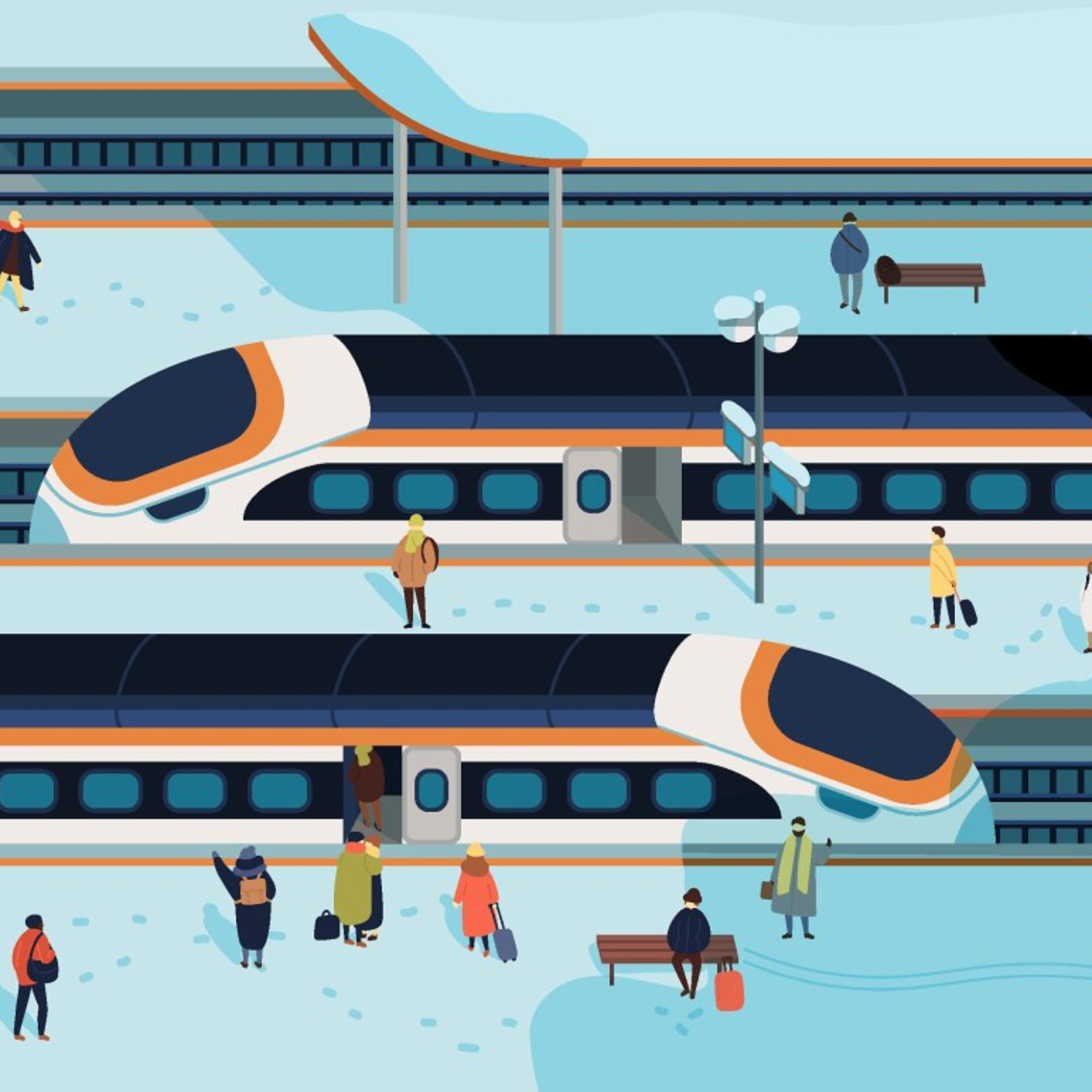 Railway Station Illustration.