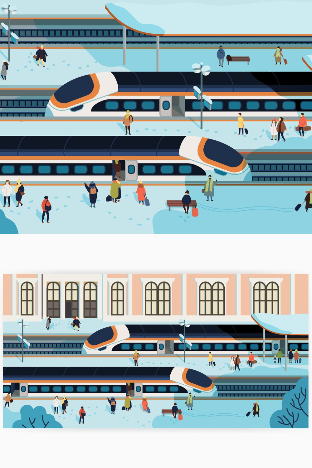 Railway Station Illustration - Pinterest.