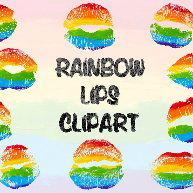 Rainbow lips lgbt pride clipart main image preview.