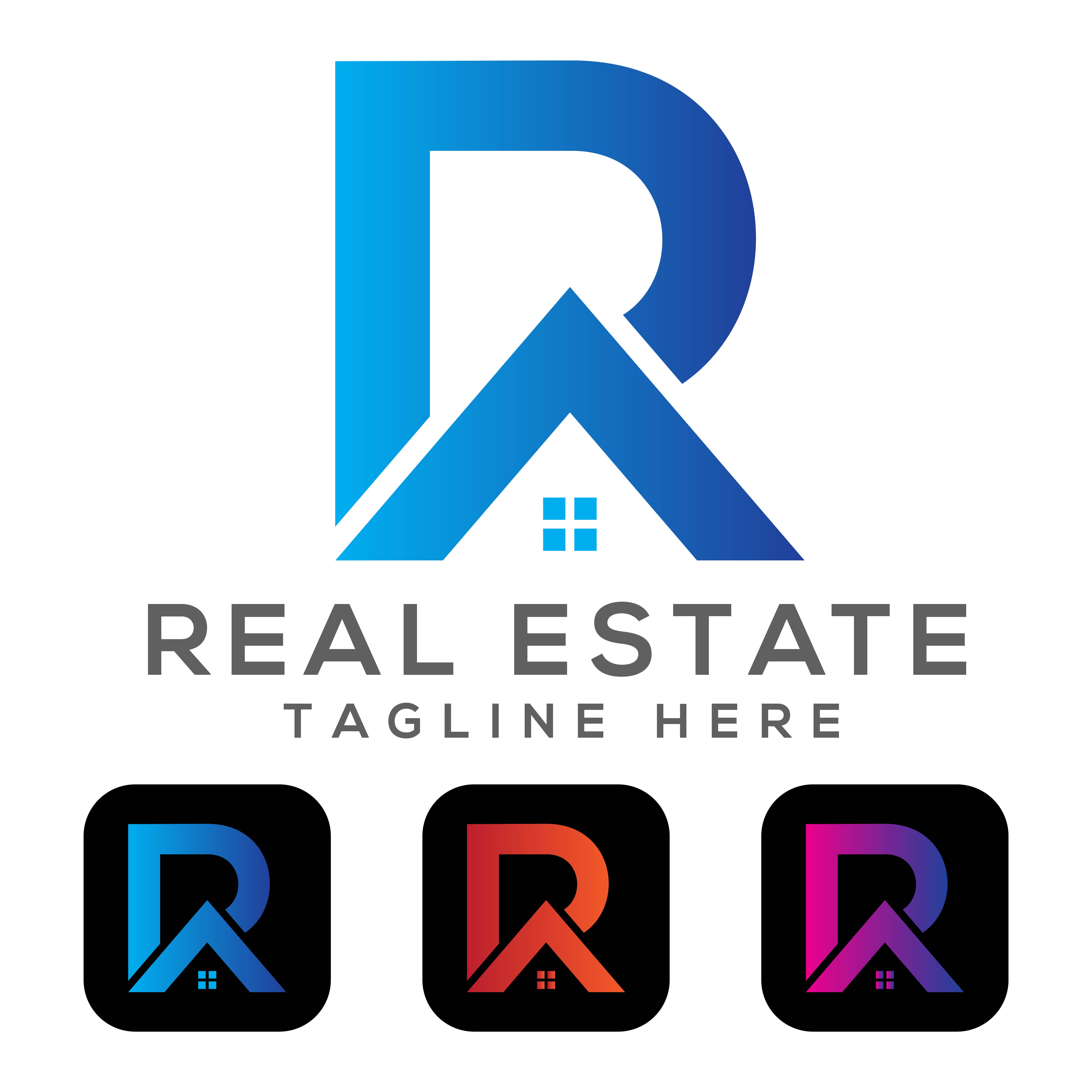 Letter R Real Estate Logo Design main cover
