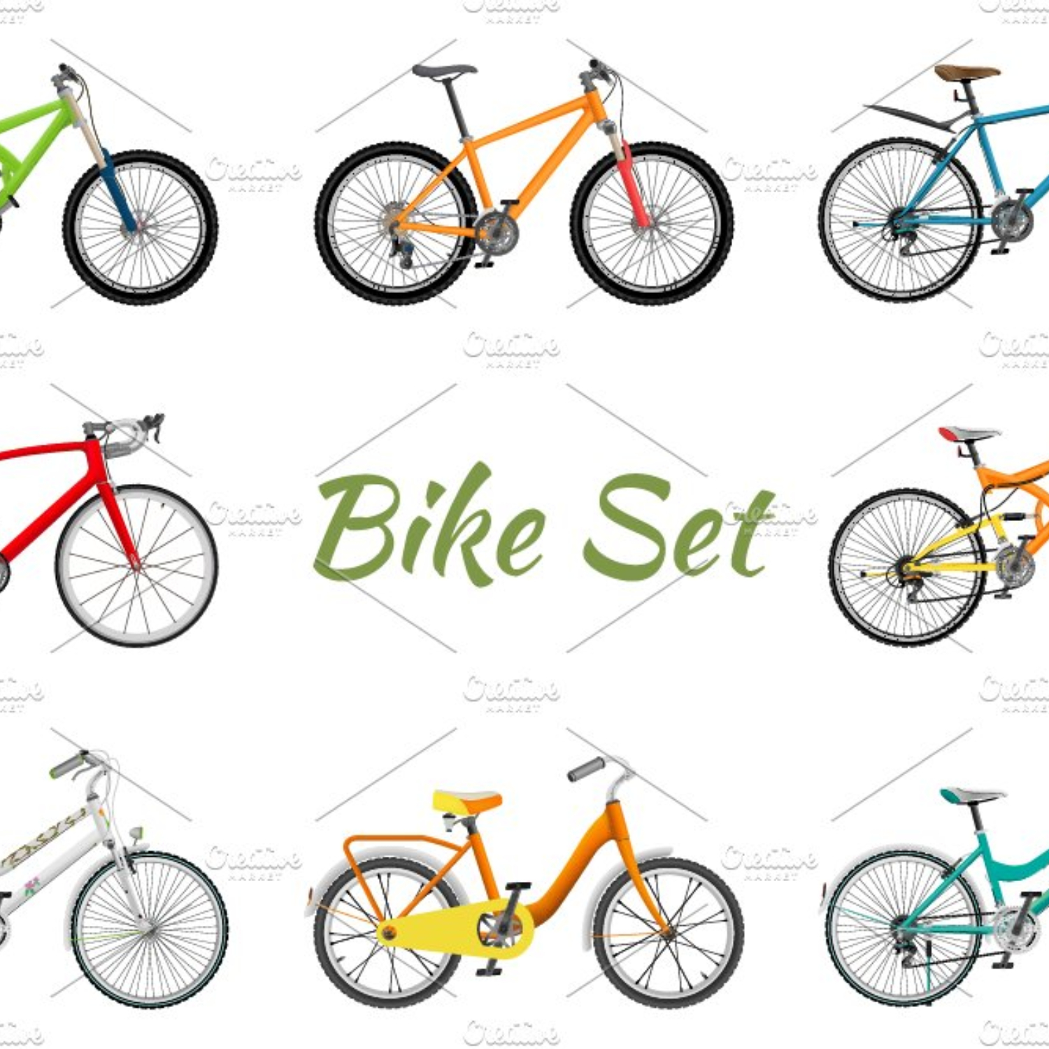 Realistic Bicycles Set.