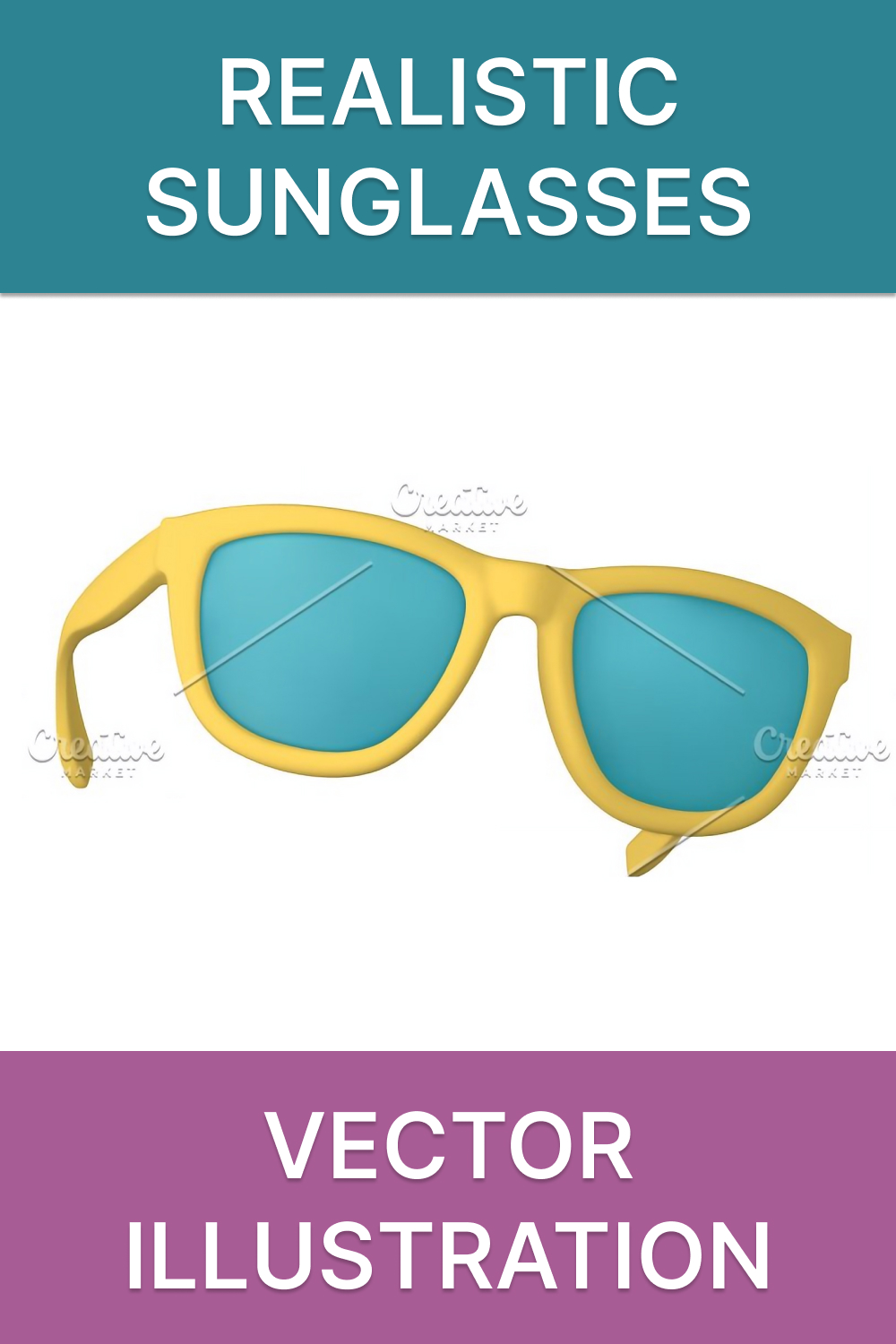 Realistic Yellow Sunglasses Pinterest Cover.