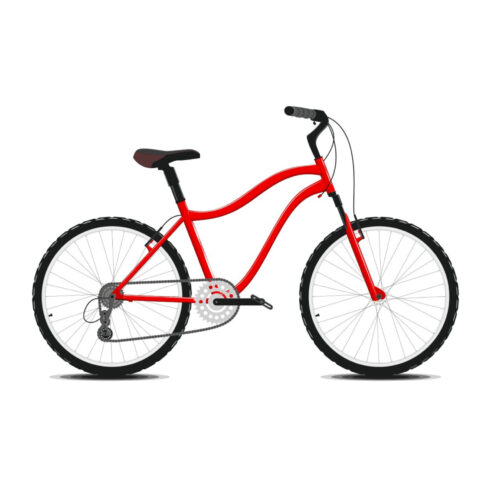 Red Bicycle On A White Vector.