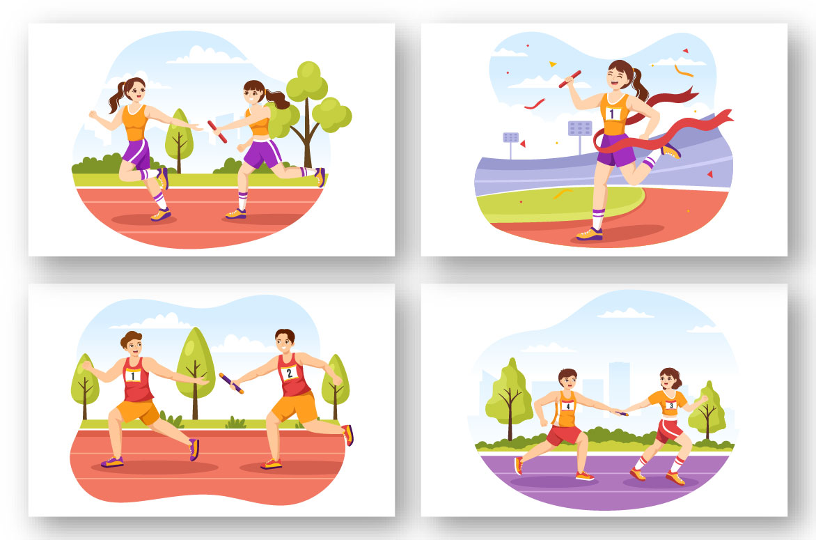 Relay Race Sports Illustration preview image.