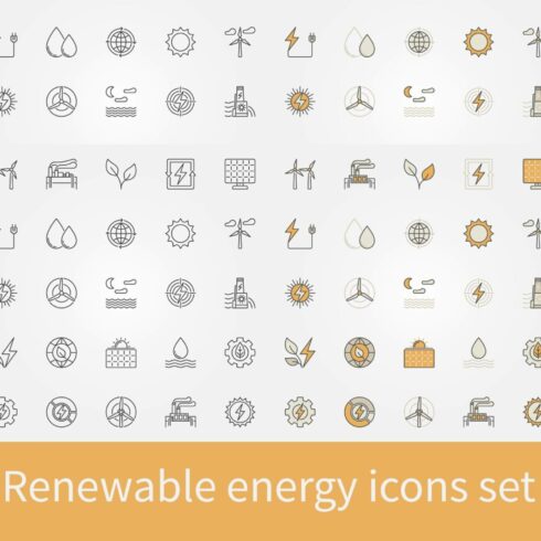Renewable Energy Icons Set Main Cover.