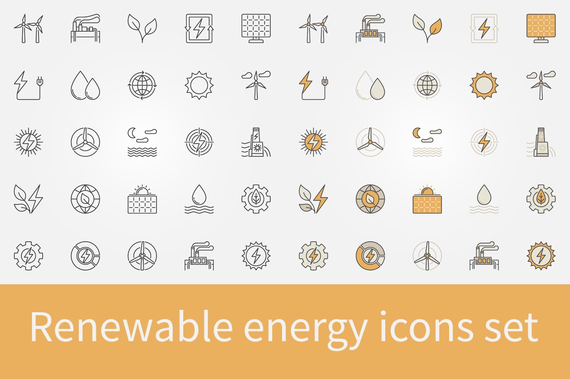 renewable energy icons set 503