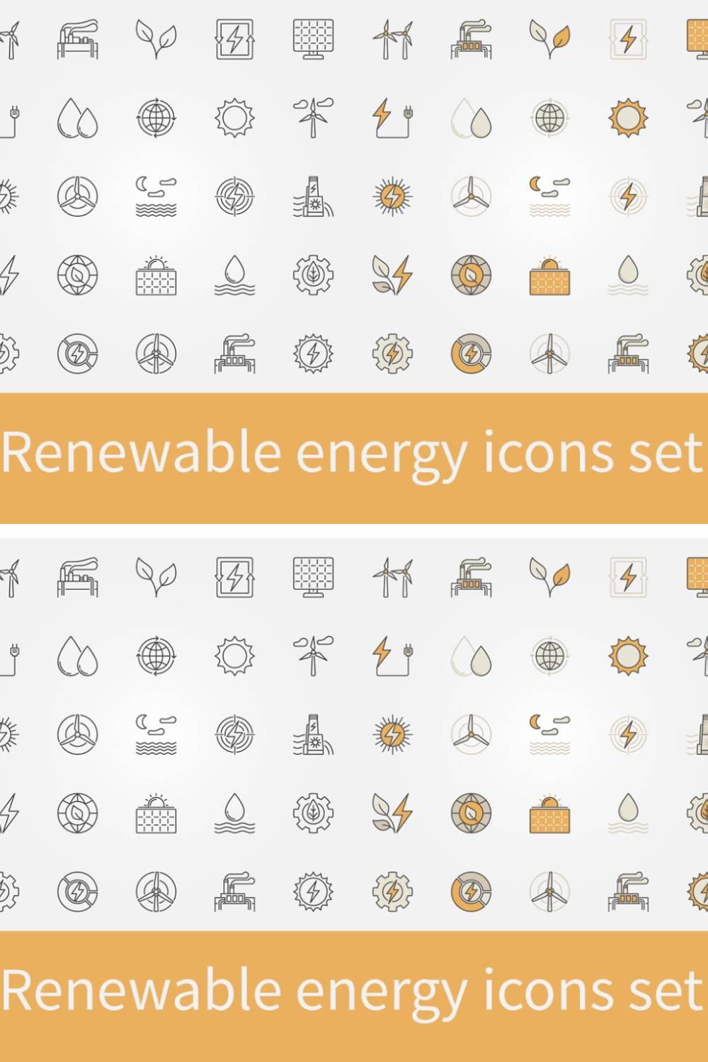 Renewable Energy Icons Set Pinterest Cover.