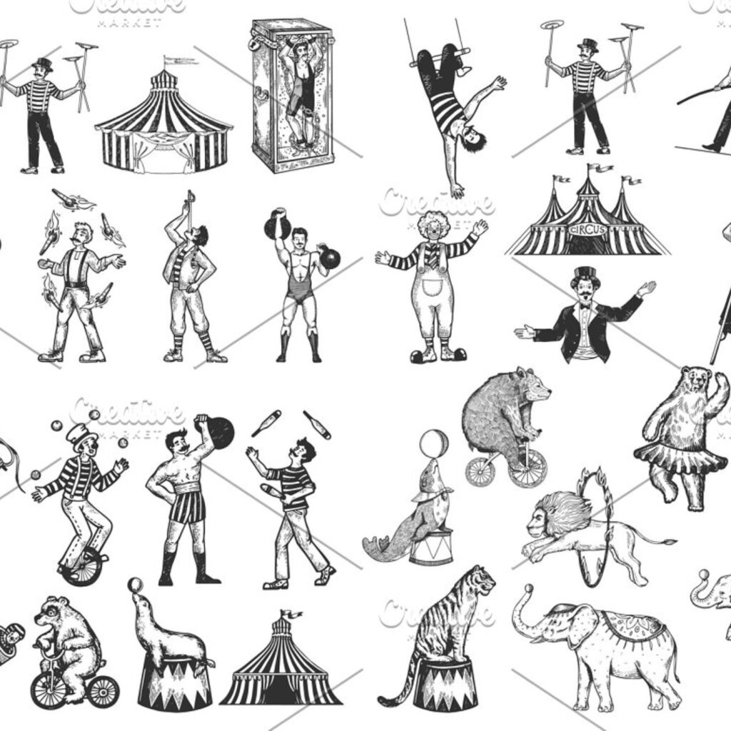 Retro Circus Performance Set Sketch – MasterBundles