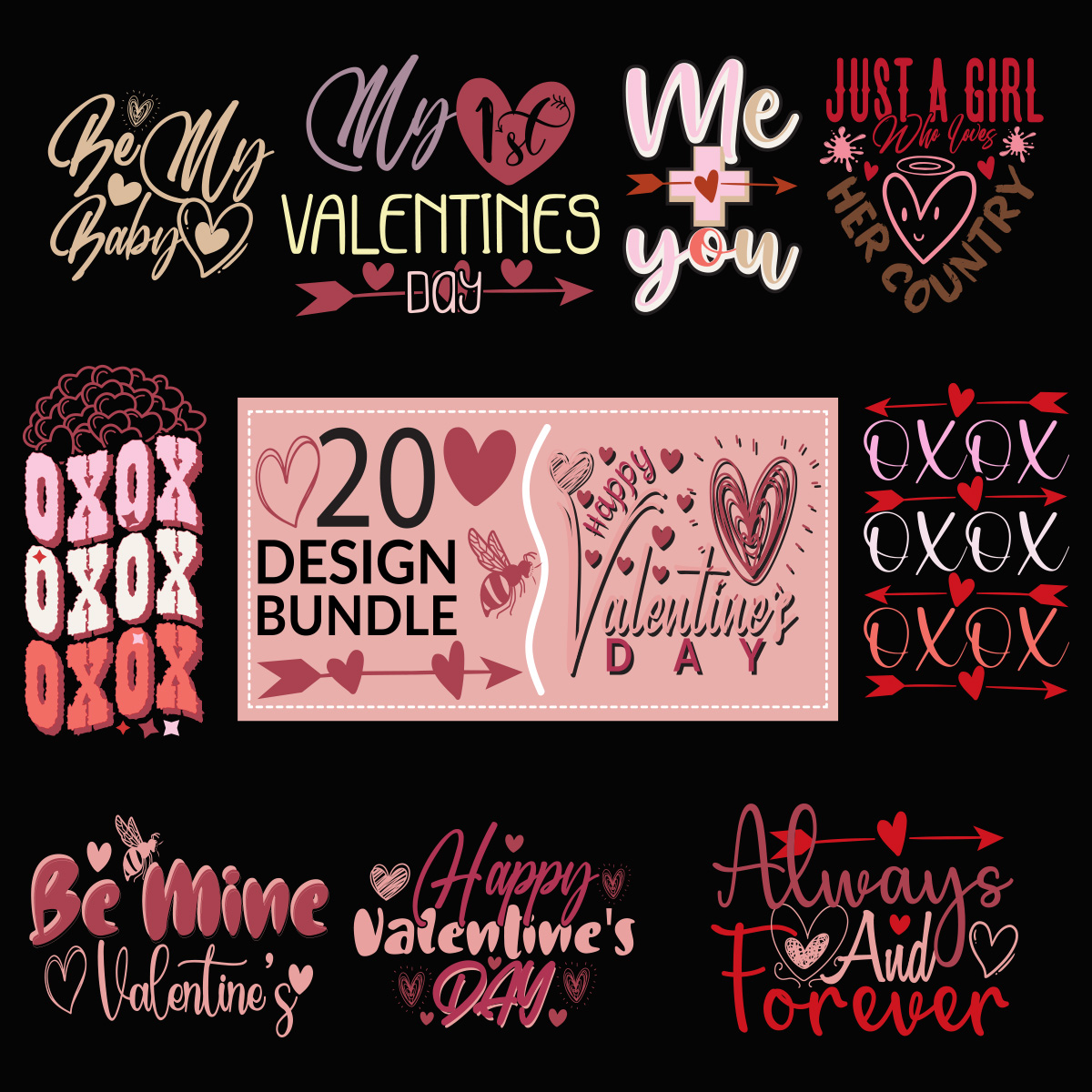 Retro Valentine's Day Pink Sublimation T-Shirt Design cover image.