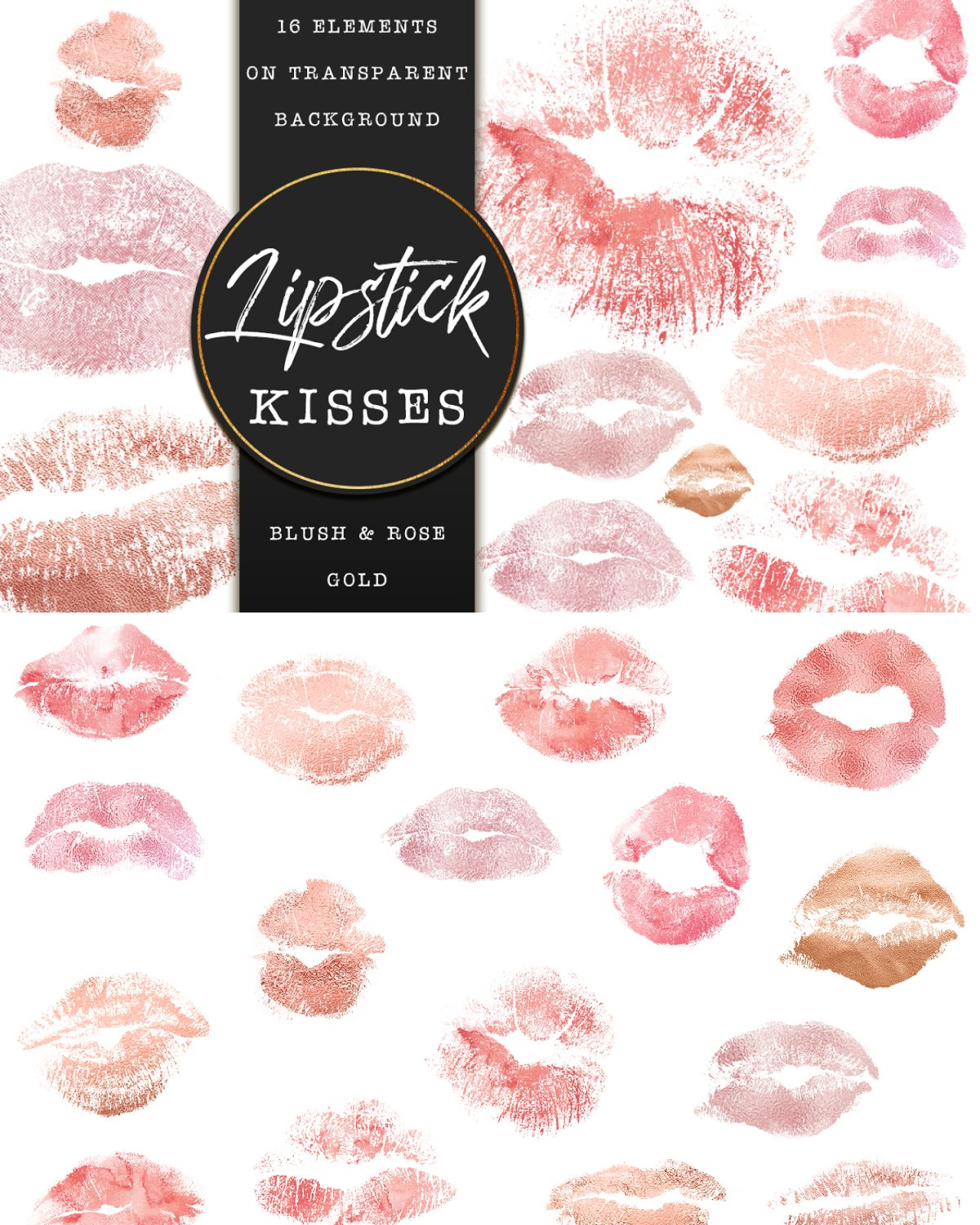 Rose gold kiss marks pinterest image preview.