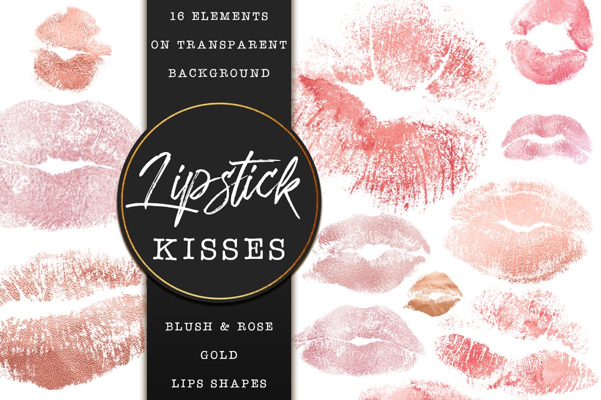 Cover image of Rose Gold Kiss Marks - Lipstick Mark.