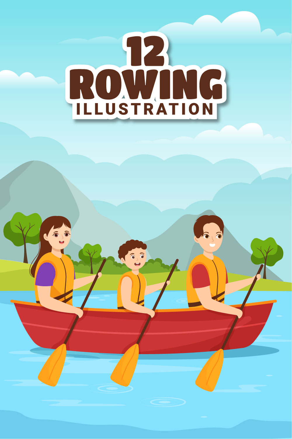 Rowing Sport Graphics Design pinterest image.