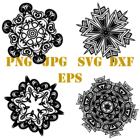 Black Snowflake Cut-out Files SVG Set cover image.