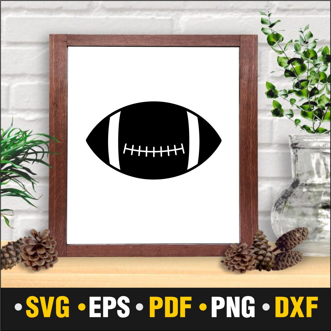 Unique silhouette image of the Rugby Ball in a wooden frame
