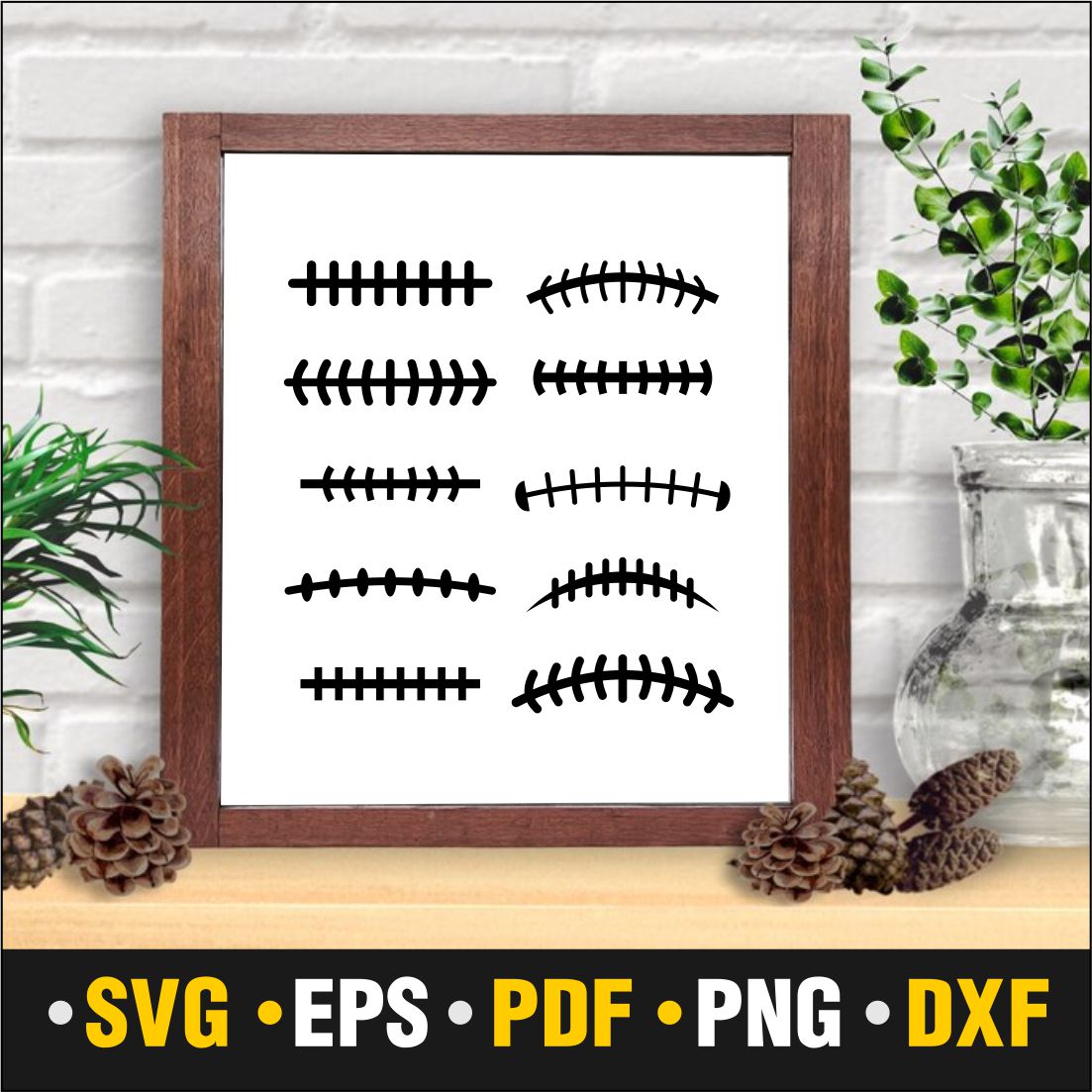 Gorgeous silhouette image of rugby ball stitches in a wooden frame