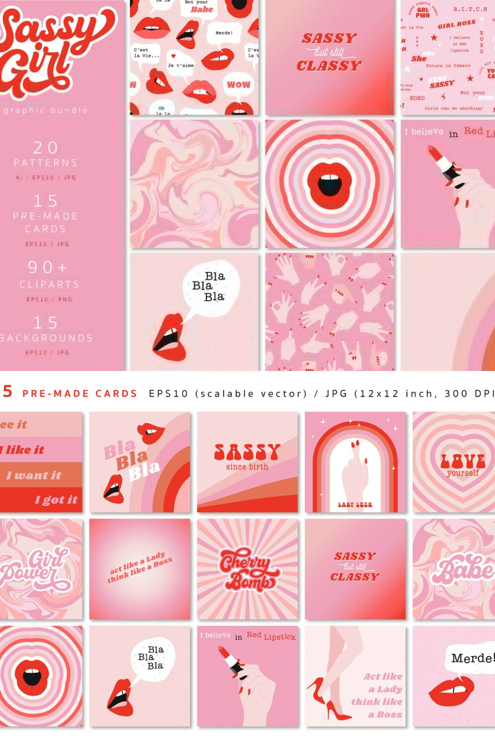 Sassy Girl Power Clipart Pattern - Pinterest.