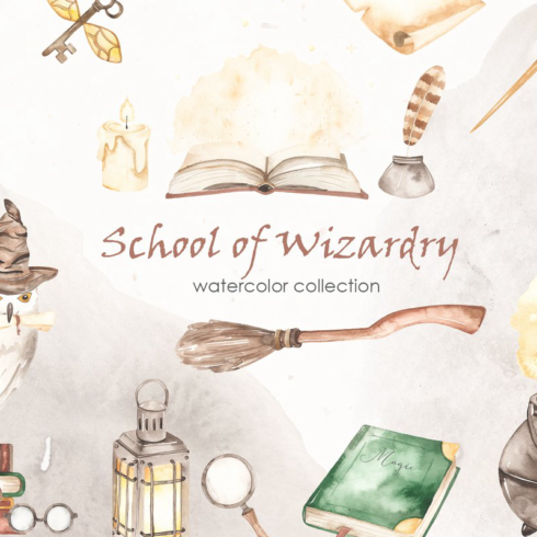 school of wizardry watercolor main image preview. 604