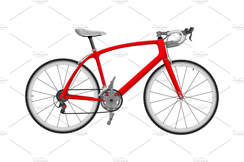 Illustration of a red bicycle on a white background.
