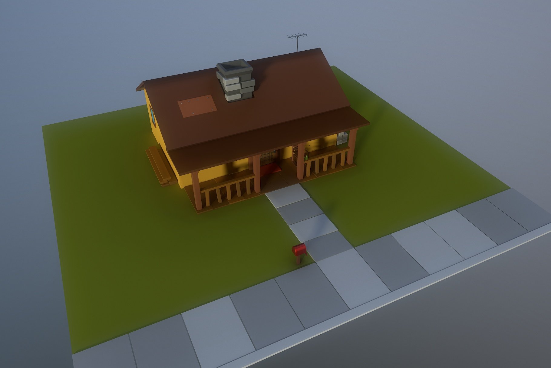 Low Poly Old House 3D model preview.