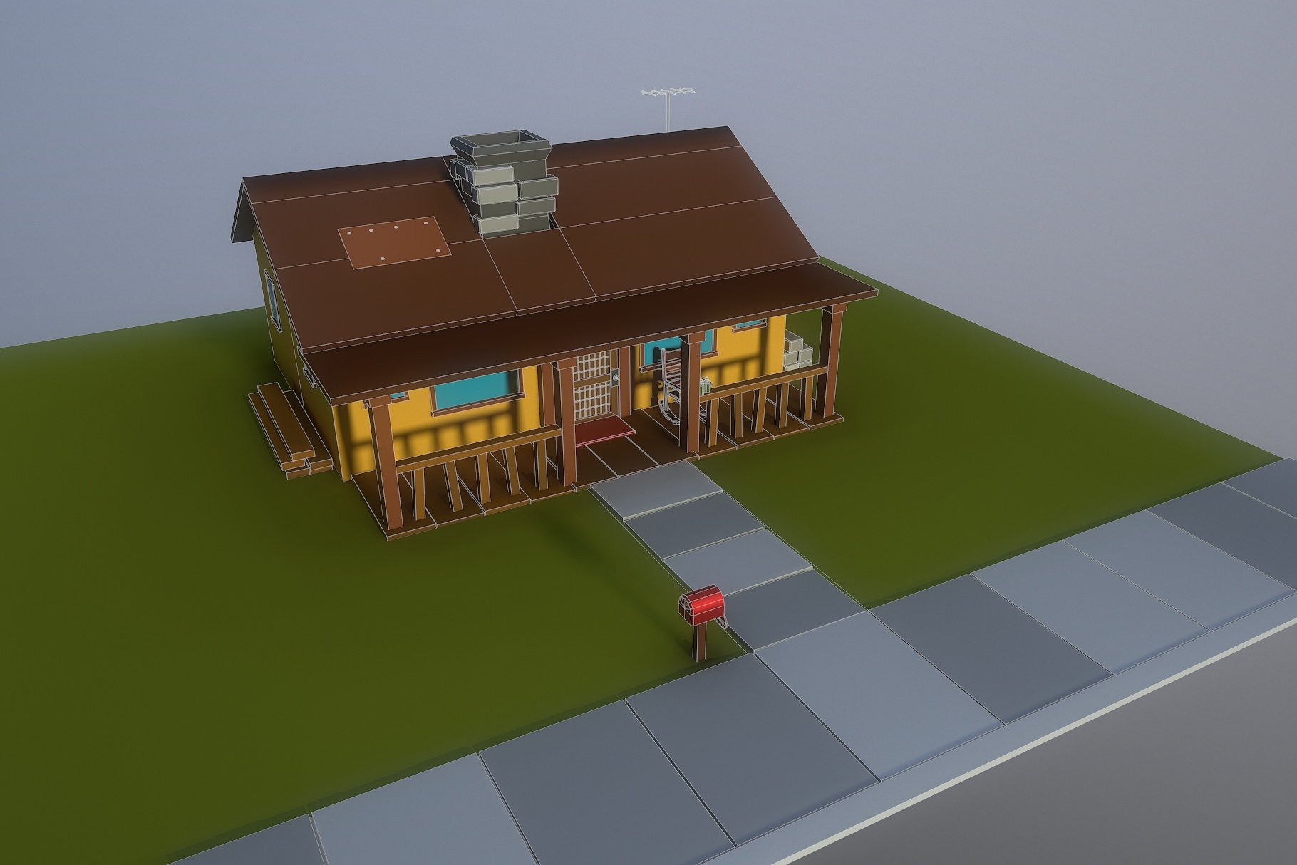 Low Poly Old House 3D model preview.