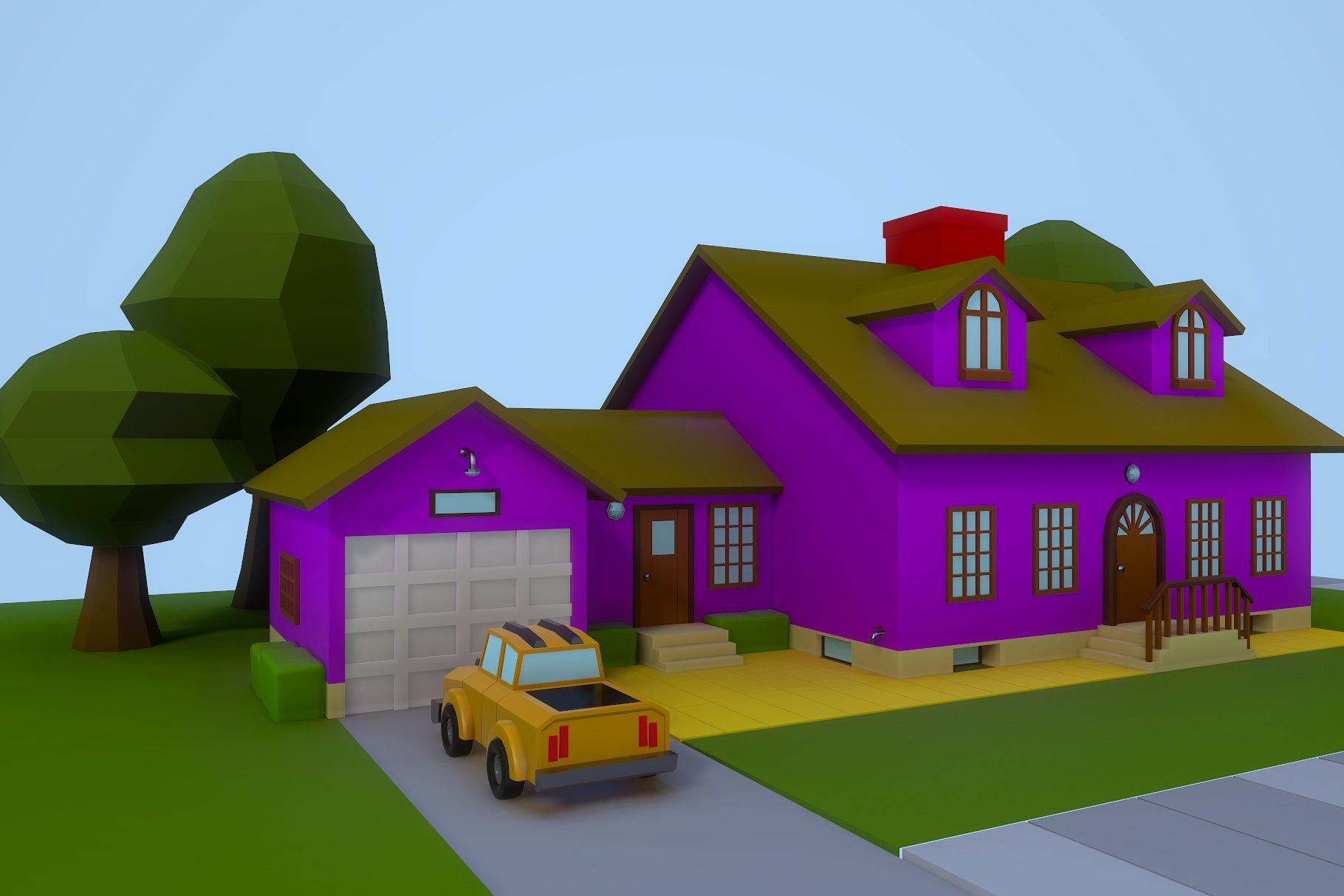 Low Poly House 2 3D model preview.