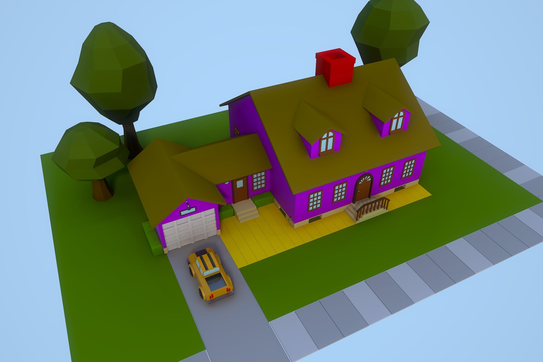 Low Poly House 2 3D model preview.