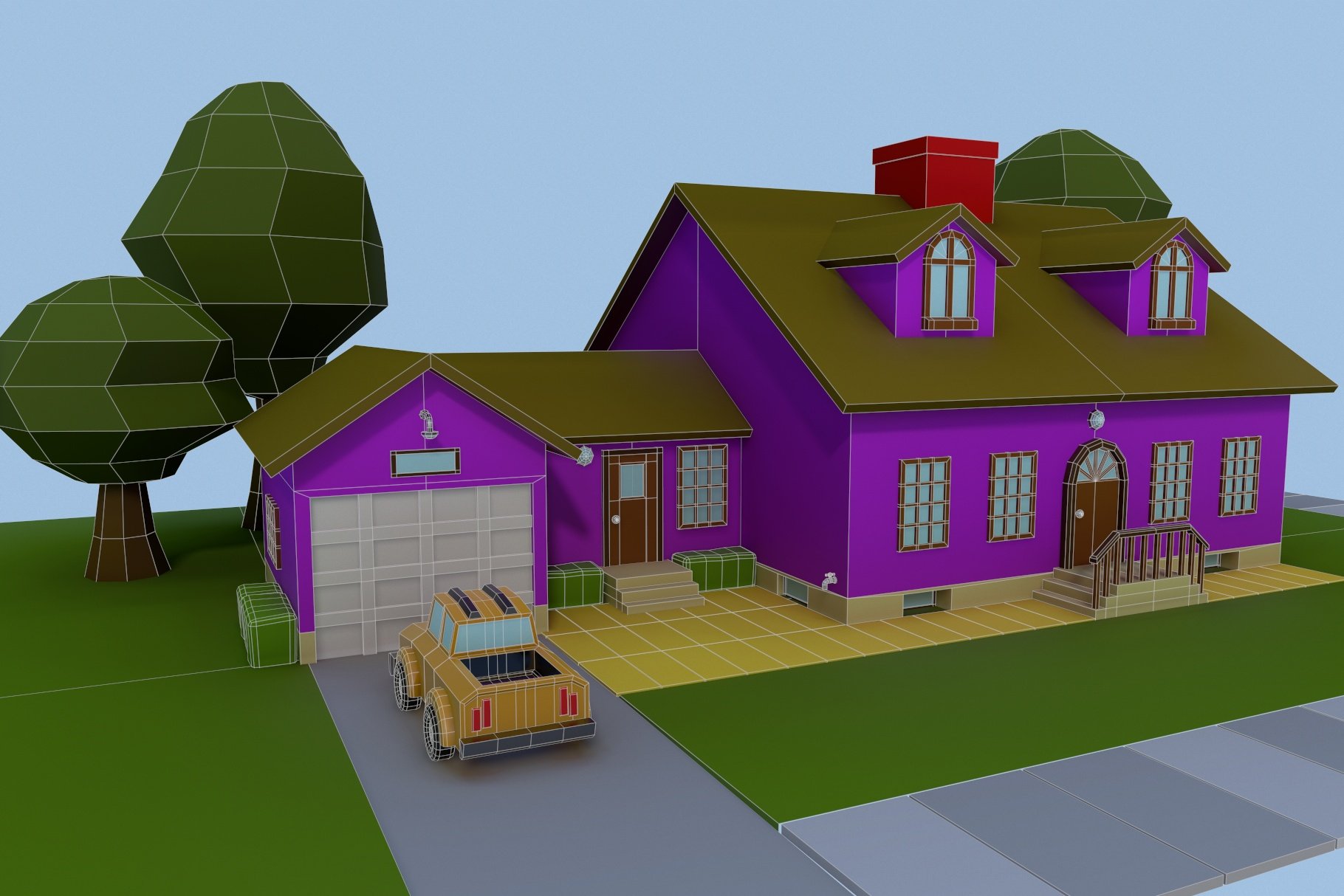 Low Poly House 2 3D model preview.