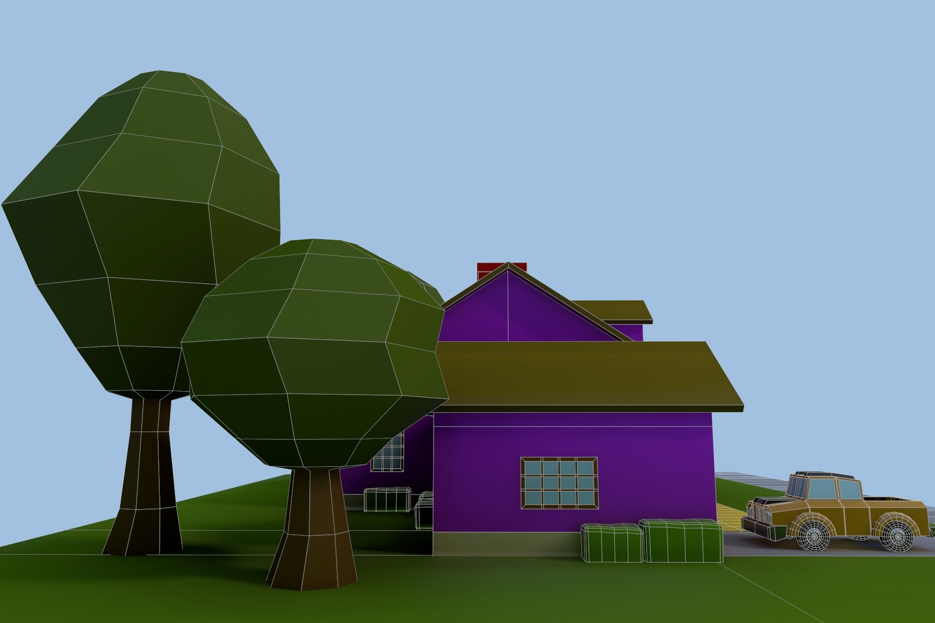 Low Poly House 2 3D model preview.