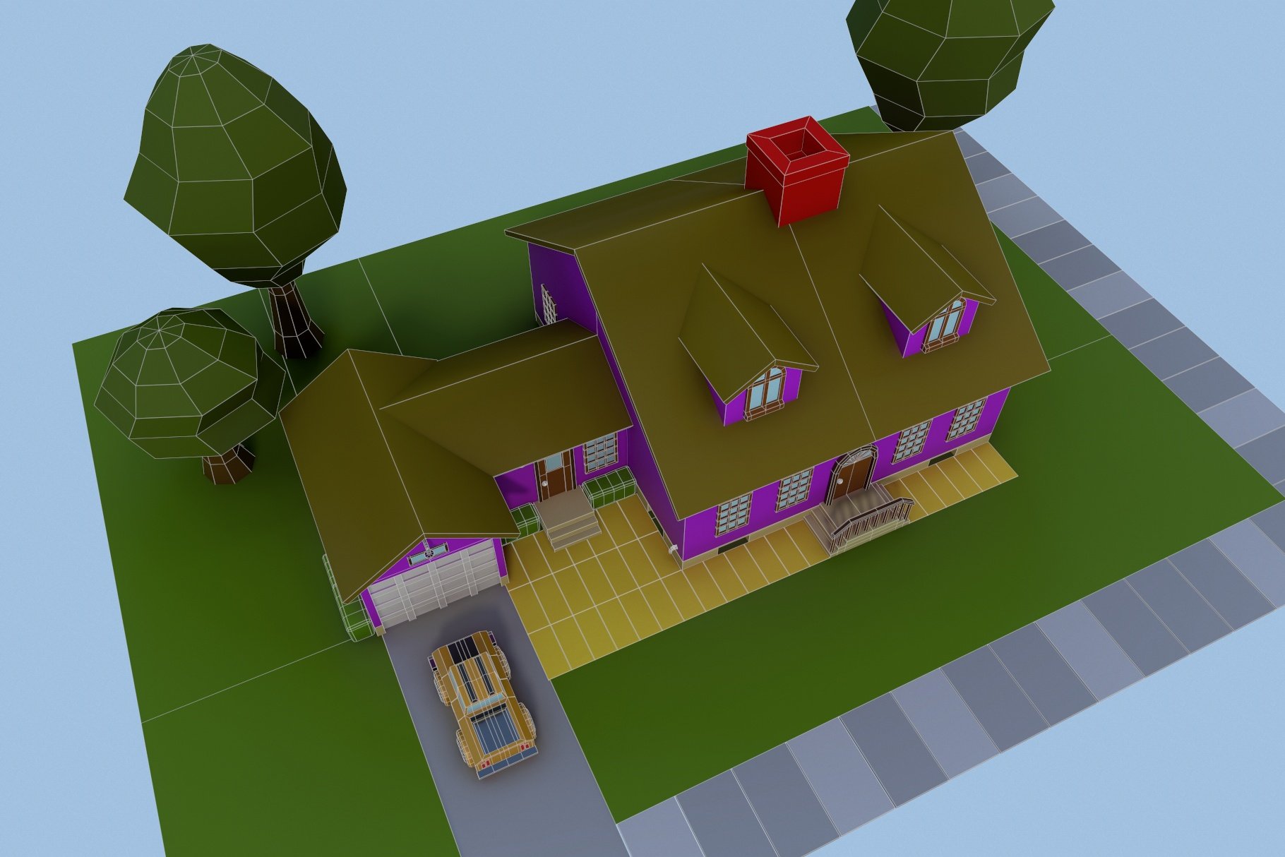 Low Poly House 2 3D model preview.