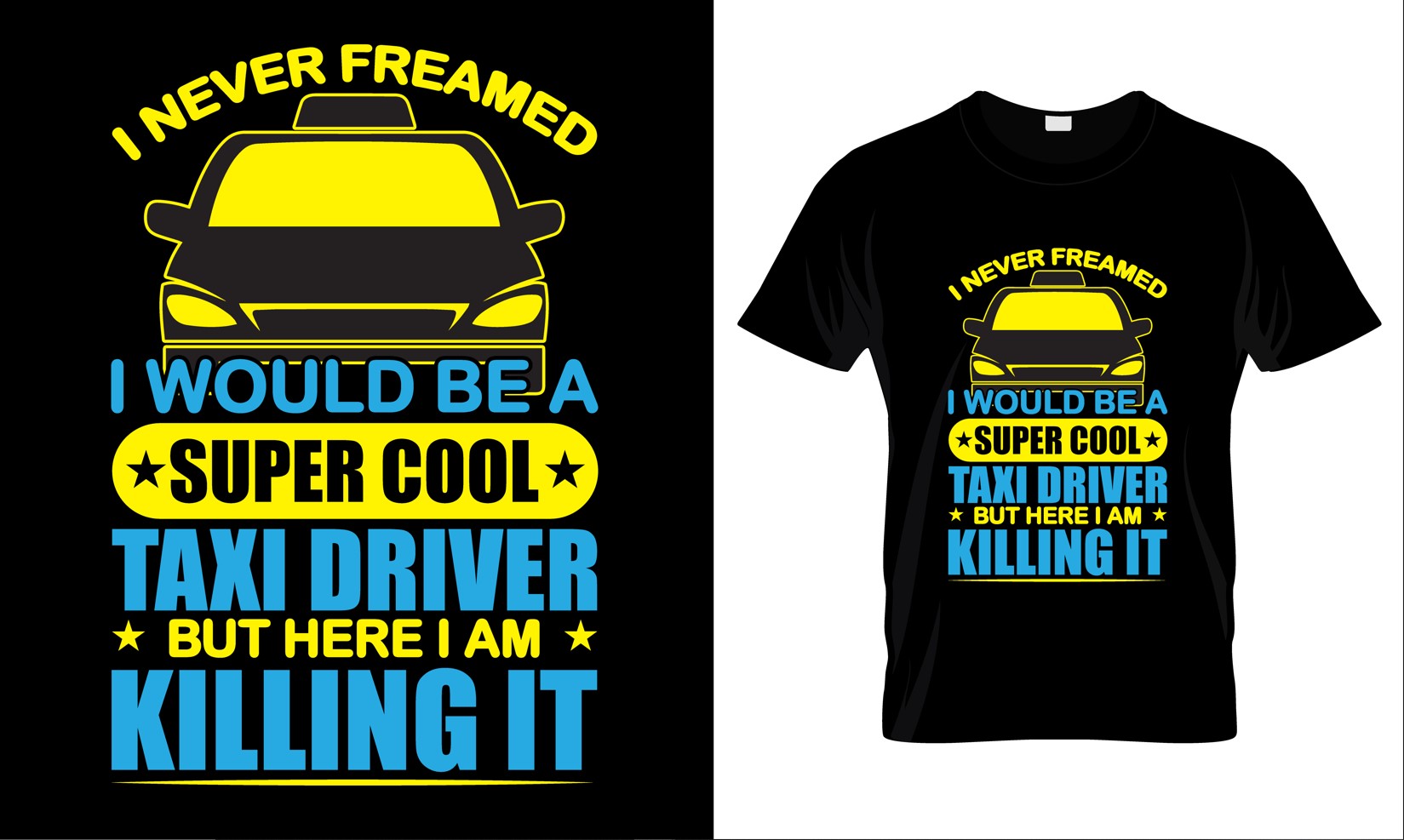 Image of a t-shirt with an irresistible taxi print and lettering