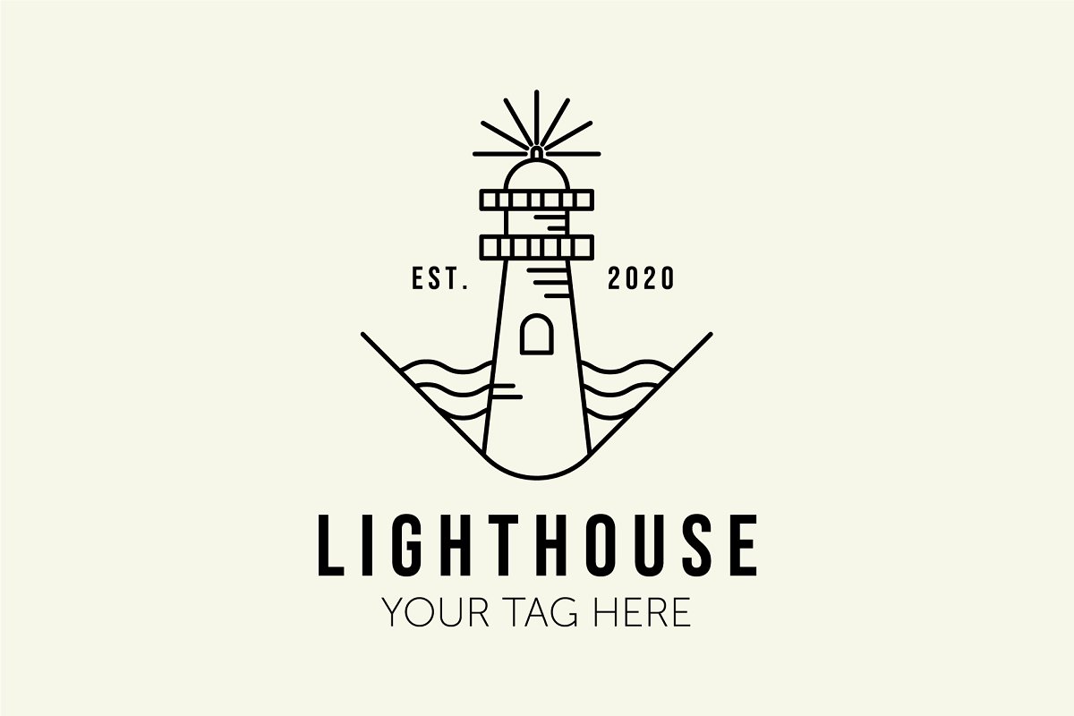 Cover image of Lighthouse Logo Vector Line Art.
