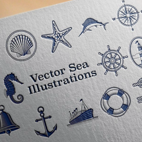 Sea nautical vector illustrations main image preview.