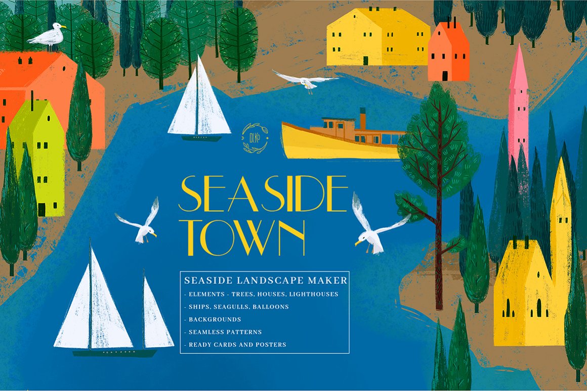 Cover image of Seaside town. Landscape maker.