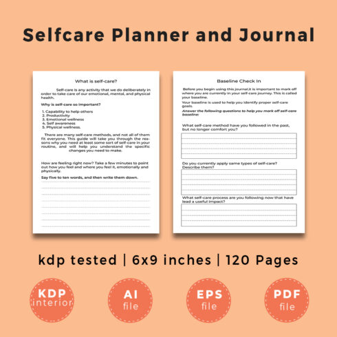 Selfcare Planner and Journal | KDP Interior main cover.
