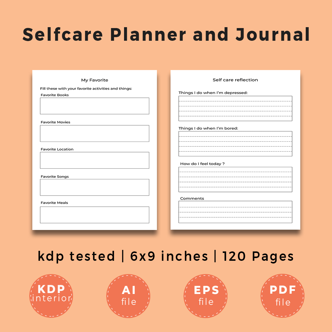 selfcare planner and journal kdp 739