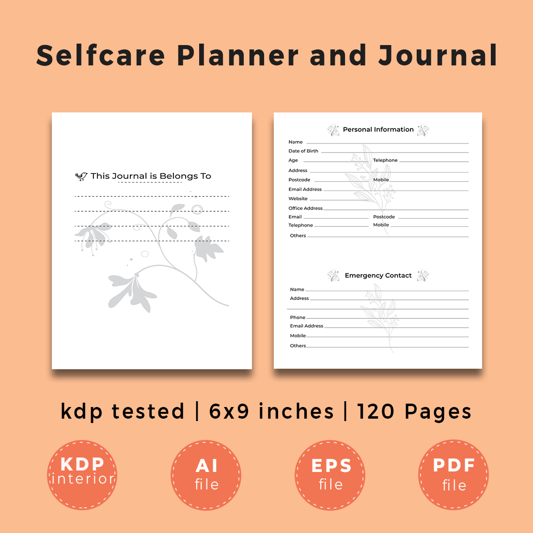 selfcare planner and journal kdp interior 665