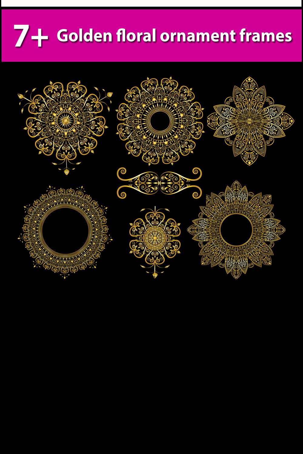 set golden ornament circle frames design vecto 162