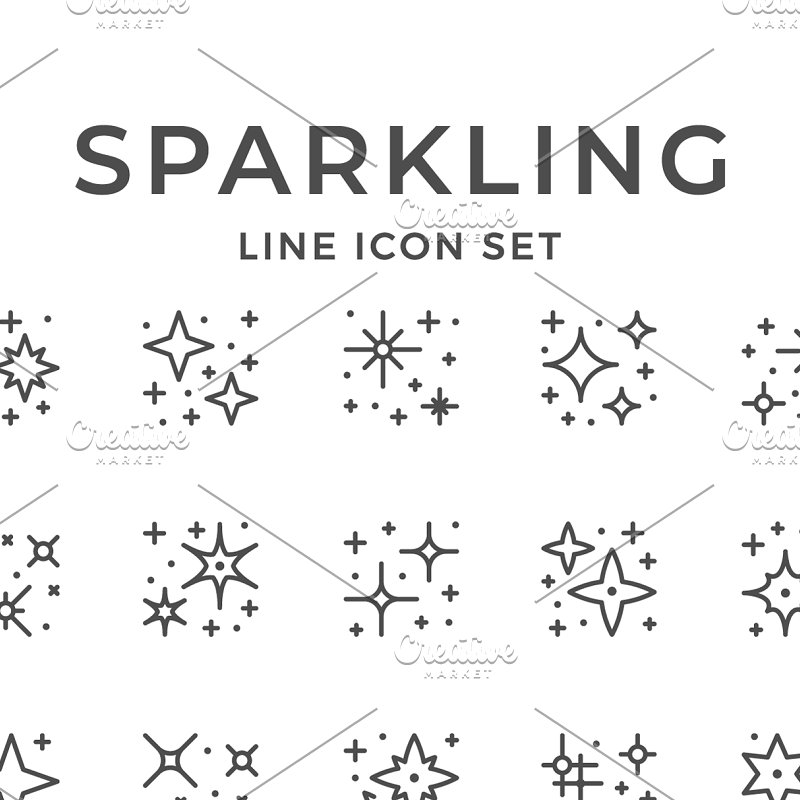 Set line icons of sparkling main cover.