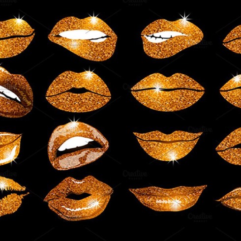 Set of 16 glamour orange lips main image preview.