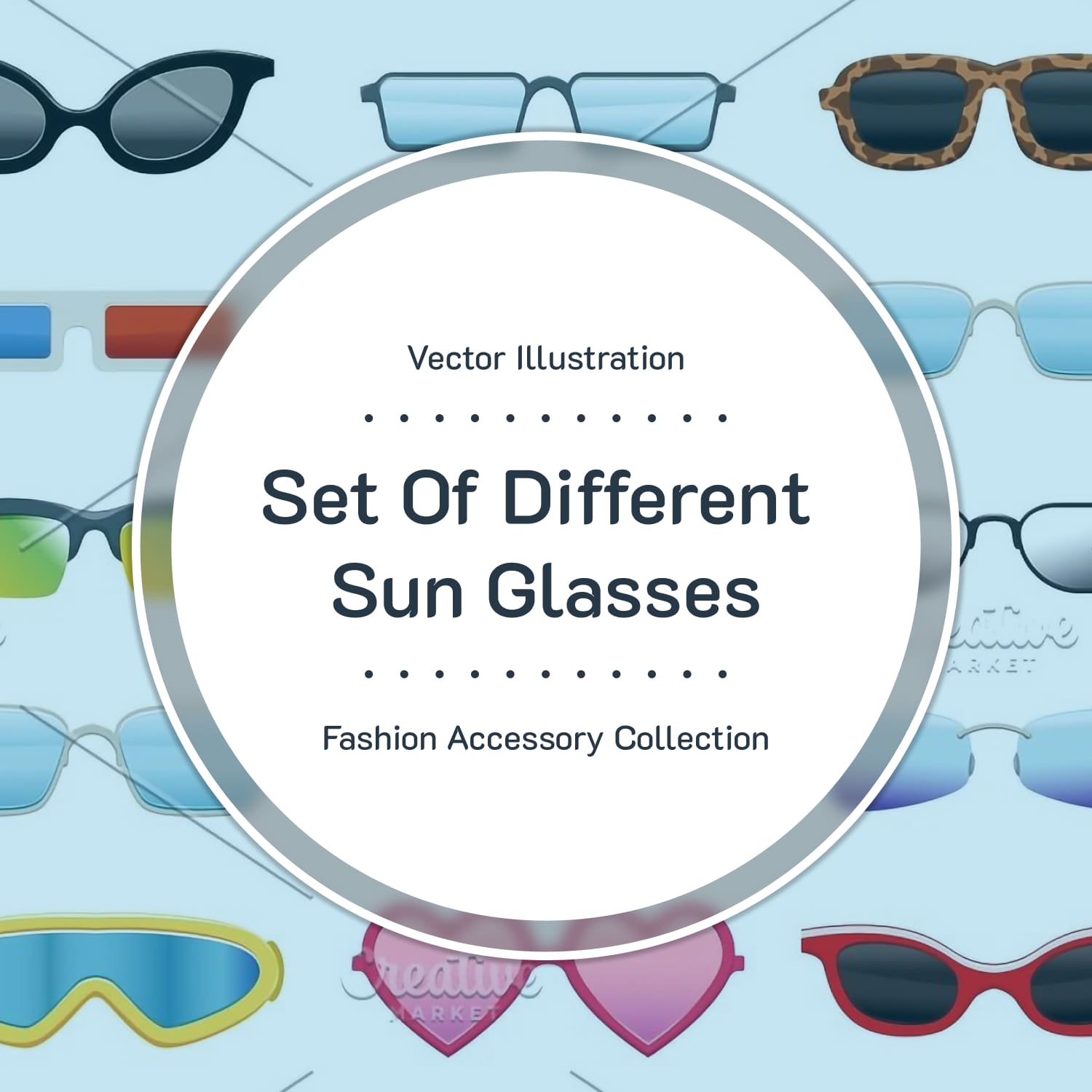 Set of different sun glasses main cover.